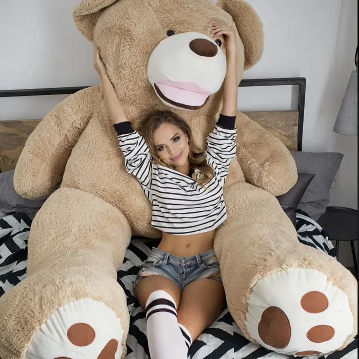Big Plush Teddy Bear, Soft Toy, 340 Cm, 133 Inches, 1.1 Feet, Light Brown, Bobo - Image 3